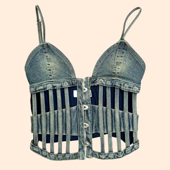 Outcast Denim Bustier Tank Top - Picture 2 of 5
